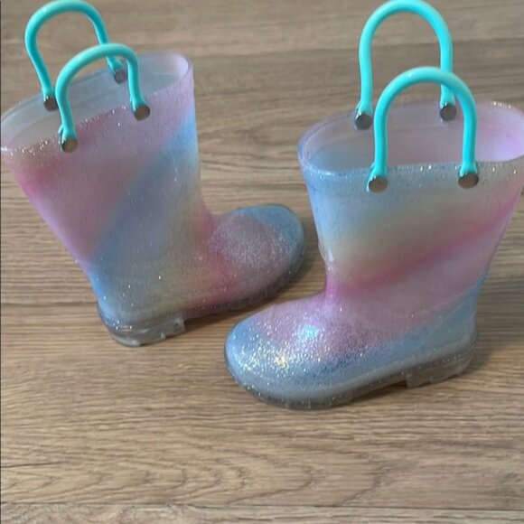 Kids Glittery Rainbow Rubber Boots light up - Picture 7 of 7